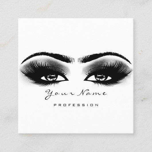Makeup Artist Eyebrow Gray Lashes White Square Quadratische Visitenkarte (Vorderseite)