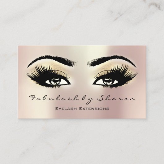 Makeup Artist Eyebrow Lash Extension Gold Champaio Visitenkarte (Vorderseite)