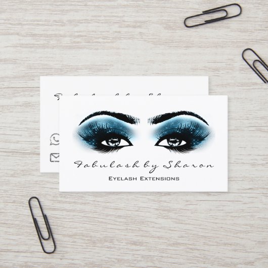 Makeup Artist Eyebrow Lashes Blue Marine Visitenkarte (Vorderseite/Rückseite Beispiel)