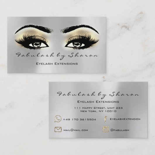 Makeup Artist Eyebrow Lashes Erweiterung Brawn Gol Visitenkarte (Vorne/Hinten)