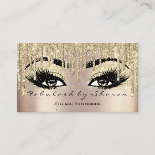 Makeup Artist Eyebrow Lashes Glitzer Tropfen Golde Visitenkarte