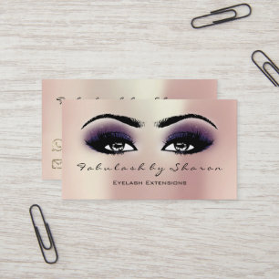 Makeup Artist Eyebrow Lashes Pink Violet Visitenkarte