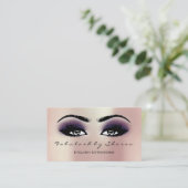 Makeup Artist Eyebrow Lashes Pink Violet Visitenkarte (Stehend Vorderseite)