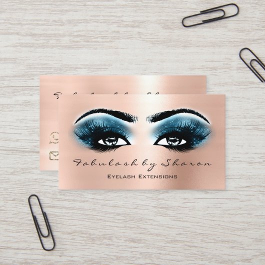 Makeup Artist Eyebrow Lashes Rose Blue Visitenkarte (Vorderseite/Rückseite Beispiel)