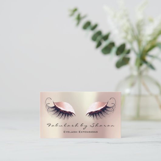 Makeup Artist Eyebrow Lashes Rose Social Visitenkarte (Stehend Vorderseite)