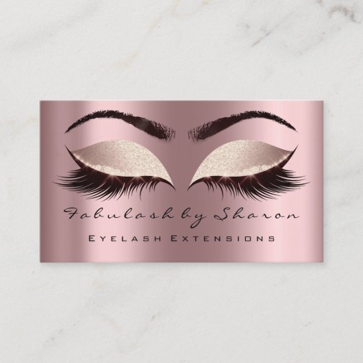 Makeup Artist Eyebrow Lashes Rose sozialer Glitzer Visitenkarte (Vorderseite)