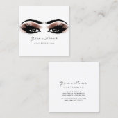 Makeup Artist Eyebrow Rose Lashes White Square Quadratische Visitenkarte (Vorne/Hinten)