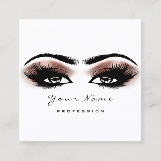 Makeup Artist Eyebrow Rose Lashes White Square Quadratische Visitenkarte (Vorderseite)
