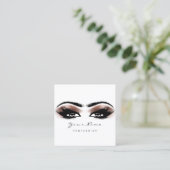 Makeup Artist Eyebrow Rose Lashes White Square Quadratische Visitenkarte (Stehend Vorderseite)