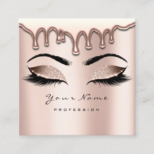 Makeup Artist Eyebrow Wax Lash Glitzer Pink Square Quadratische Visitenkarte (Vorderseite)