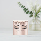 Makeup Artist Eyebrow Wax Lash Glitzer Pink Square Quadratische Visitenkarte (Stehend Vorderseite)