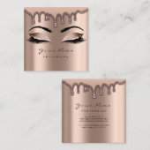 Makeup Artist Eyebrow Wax Lash Glitzer Rosa Tropfe Quadratische Visitenkarte (Vorne/Hinten)
