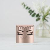 Makeup Artist Eyebrow Wax Lash Glitzer Rosa Tropfe Quadratische Visitenkarte (Stehend Vorderseite)