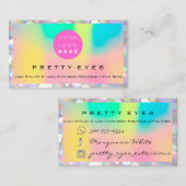 Makeup Artist Eyebrows Lash Bokeh Holograph Logo Visitenkarte (Vorne/Hinten)