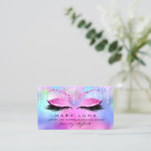 Makeup Artist Eyebrows Lash Holograph Pink Tropfen Visitenkarte (Stehend Vorderseite)