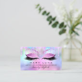 Makeup Artist Eyebrows Lash Holographic PInk Visitenkarte (Stehend Vorderseite)