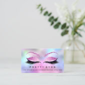 Makeup Artist Eyebrows Lash Pink Holograph Eyes Visitenkarte (Stehend Vorderseite)