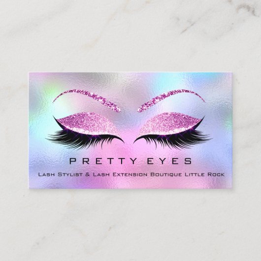 Makeup Artist Eyebrows Lash Pink Holograph Eyes Visitenkarte (Vorderseite)