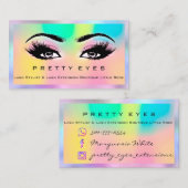 Makeup Artist Eyebrows Lash Pink Holograph Rainbow Visitenkarte (Vorne/Hinten)