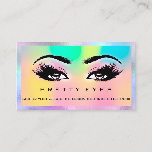 Makeup Artist Eyebrows Lash Pink Holograph Rainbow Visitenkarte (Vorderseite)