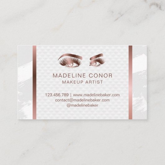 Makeup artist Eyebrows Lashes Glitzer Rose Gold Visitenkarte (Rückseite)