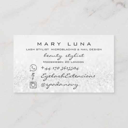 Makeup Artist Eyebrows Lashes Grau Visitenkarte (Rückseite)