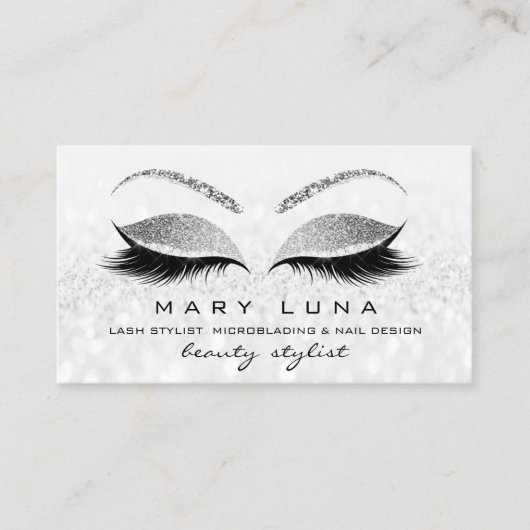 Makeup Artist Eyebrows Lashes Grau Visitenkarte (Vorderseite)