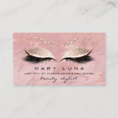 Makeup Artist Eyebrows Lashes Pink Glitzer Visitenkarte (Vorderseite)