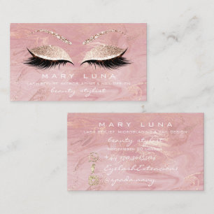 Makeup Artist Eyebrows Lashes Pink Glitzer Visitenkarte