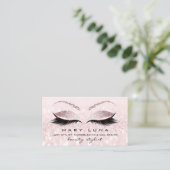 Makeup Artist Eyebrows Lashes Pink Glitzer Visitenkarte (Stehend Vorderseite)