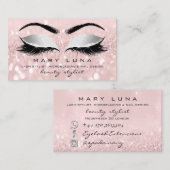 Makeup Artist Eyebrows Lashes Pink Grau Glitzer Visitenkarte (Vorne/Hinten)