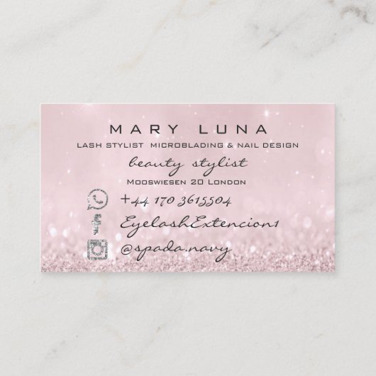 Makeup Artist Eyebrows Lashes Pink Gray Social Visitenkarte (Rückseite)