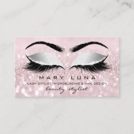 Makeup Artist Eyebrows Lashes Pink Gray Social Visitenkarte