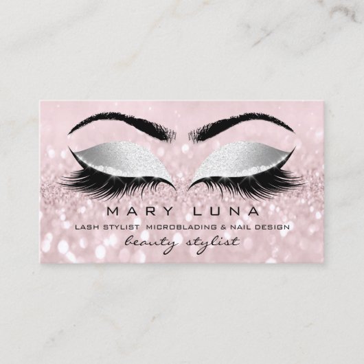 Makeup Artist Eyebrows Lashes Pink Gray Social Visitenkarte (Vorderseite)