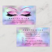 Makeup Artist Eyebrows Lashes Pink Holograph Visitenkarte (Vorne/Hinten)