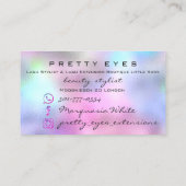 Makeup Artist Eyebrows Lashes Pink Holograph Visitenkarte (Rückseite)