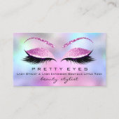 Makeup Artist Eyebrows Lashes Pink Holograph Visitenkarte (Vorderseite)