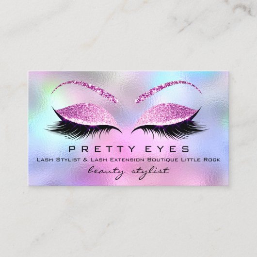 Makeup Artist Eyebrows Lashes Pink Holograph Visitenkarte (Vorderseite)