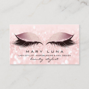 Makeup Artist Eyebrows Lashes Pink Rose Glitzer Visitenkarte