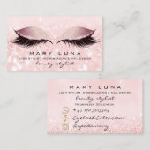 Makeup Artist Eyebrows Lashes Pink Rose Glitzer Visitenkarte (Vorne/Hinten)