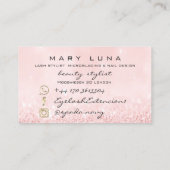 Makeup Artist Eyebrows Lashes Pink Rose Glitzer Visitenkarte (Rückseite)