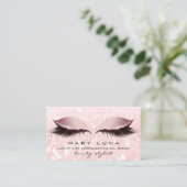 Makeup Artist Eyebrows Lashes Pink Rose Glitzer Visitenkarte (Stehend Vorderseite)