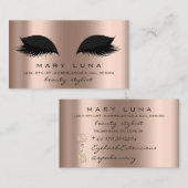 Makeup Artist Eyebrows Lashes Rose Gold Black Visitenkarte (Vorne/Hinten)