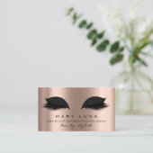 Makeup Artist Eyebrows Lashes Rose Gold Black Visitenkarte (Stehend Vorderseite)