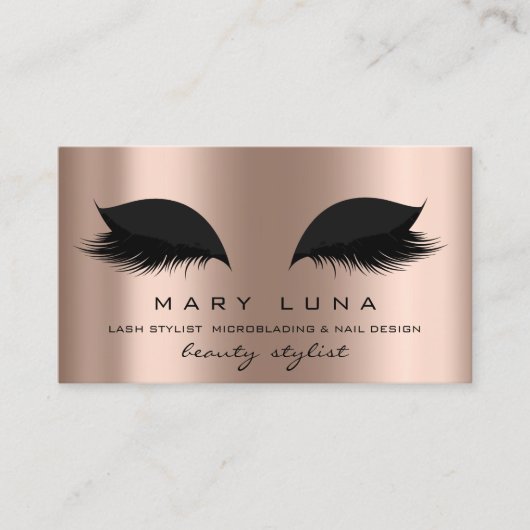 Makeup Artist Eyebrows Lashes Rose Gold Black Visitenkarte (Vorderseite)
