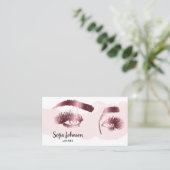 Makeup artist Eyebrows Lashes Rose Gold Eyes Visitenkarte (Stehend Vorderseite)