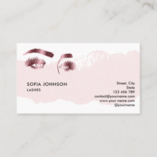 Makeup artist Eyebrows Lashes Rose Gold Eyes Visitenkarte (Rückseite)