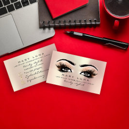 Makeup Artist Eyebrows Lashes Rose Gold Visitenkarte