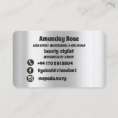 Makeup Artist Eyebrows Lashes Silver Tropfen Visitenkarte (Rückseite)