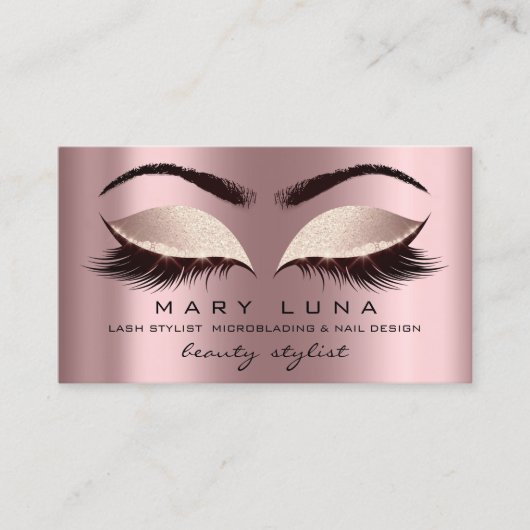 Makeup Artist Eyebrows Lashes Spark Rose Social Visitenkarte (Vorderseite)